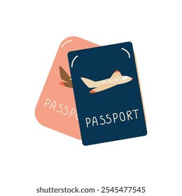 Two passports . Air travel concept. Tourism concept. Vector illustration.