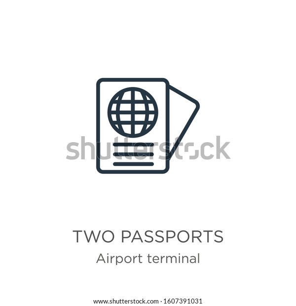 Two Passports Icon Thin Linear Two Stock Vector Royalty Free 1607391031 Shutterstock