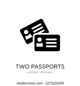 two passports icon vector on white background, two passports trendy filled icons from Airport terminal collection, two passports simple element illustration