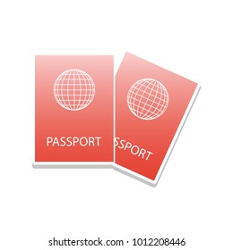 Two passports sign illustration. Vector. Reddish icon with white and gray shadow on white background. Isolated.