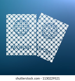 Two passports sign illustration. Vector. White textured icon at lapis lazuli gradient background.