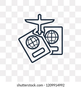Two Passports vector outline icon isolated on transparent background, high quality linear Two Passports transparency concept can be used web and mobile