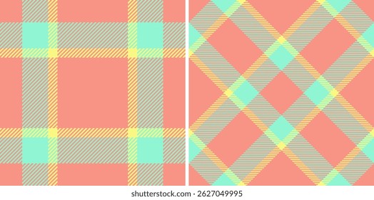 Two pastel plaid patterns a classic check and a vibrant diagonal design.
