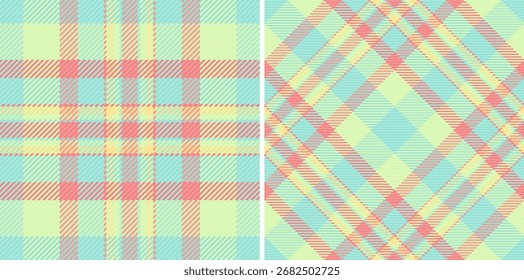 Two pastel plaid patterns. Ideal for textile design, backgrounds, or adding a touch of retro charm to your project. Versatile and eyecatching.