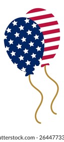 Two patriotic balloons are floating gracefully against a white backdrop, showcasing the stars and stripes of the United States flag, symbolizing celebration and national pride