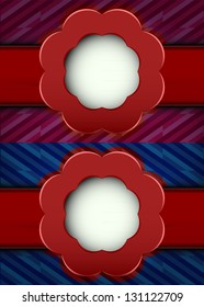 two pattern backgrounds with red ribbon stripe vector illustration