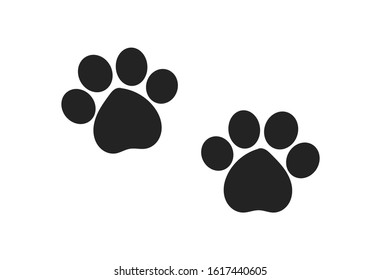 Two paw prints icons. Vector illustration.
