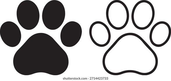 Two paw prints, one black and one white, create a clear and simple animal imagery.