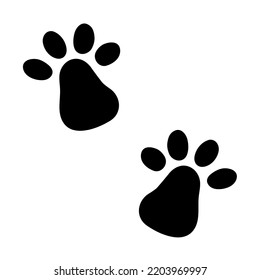 Two Paw Prints Vector Icon. Black Footprint Of A Dog, Cat, Predator. Illustration Isolated On White. Symbol Of A Wild Or Domestic Animal. Pet Tracks. Cute Clipart For Animal Goods, Printing, Posters