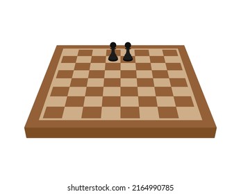 Two pawns on a chessboard on a white background