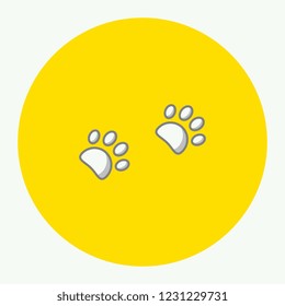 two paws icon in yellow circle. flat vector illustration easy to edit and customize. eps10