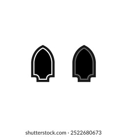 Dos picos negros con contorno gris y sin línea blanca y delgada, icono de punta de lanza.