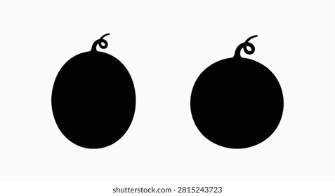 Two pear shapes with curled stems depicted as black silhouettes against a white background silhouette pears fruit produce pome pomaceous