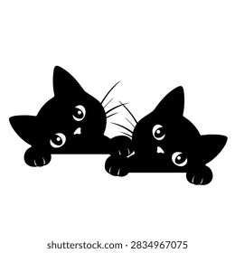 Two Peeking Black Cats