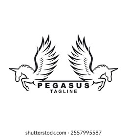 two pegasus logo icon design