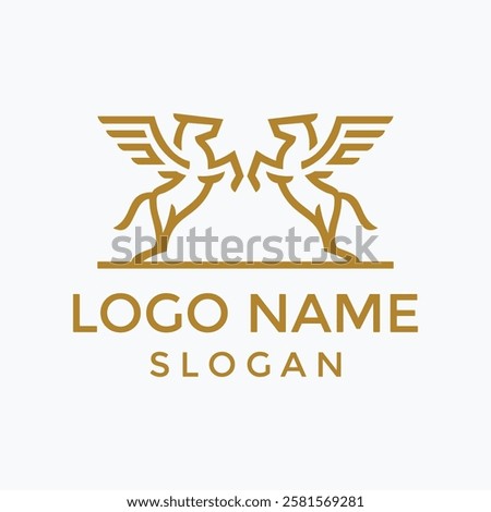 two pegasus logo icon design