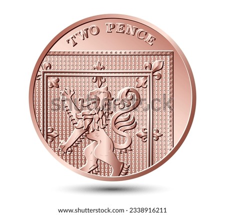 Two Pence coin isolated on a white background. Vector illustration.