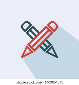 Two pencil vector flat icon - vector