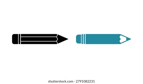 two pencils in black and teal silhouette pencil writing tool stationery icon vector graphic design education