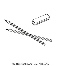 two  pencils and an eraser