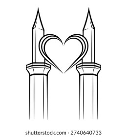 Two pencils forming a heart shape between their tips, symbolizing love and creativity.