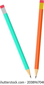 Two pencils, illustration, vector on white background.