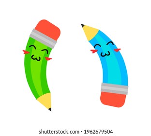 Dos lápices de fondo blanco. Símbolo. Ilustración vectorial.