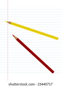 two pencils and paper - vector image
