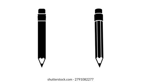 two pencils shown in black silhouette pencil writing tool stationery white background icon graphic simple minimalist