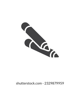 Zwei Bleistifte, Vektorsymbol. volles Flachzeichen für mobiles Konzept und Webdesign. Bleistift, Symbol für die Krone. Symbol, Logo-Abbildung. Vektorgrafik
