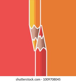 Two Pencils Vector Icon. Vector, Illustration