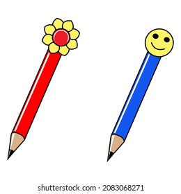 two pencils vector illustration,isolated on white background,top view