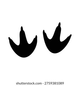 two Penguin footprint silhouette vector flat design on white background.

