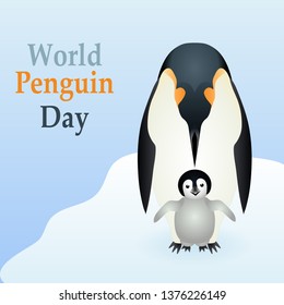 two penguins in Antarctic landscape for World Penguin Day