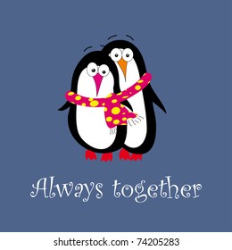 Two penguins in love
