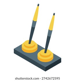 Two pens standing in a pen holder on an office desk, ready for work