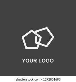 two pentagon logo. black and white template design vector
