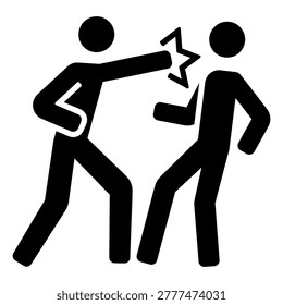 two peope fighting or battery, glyph style