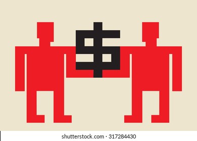 two  people agree about mutually beneficial financial deal, constructivist style