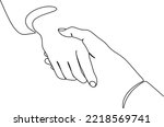 Two people agree and shake hands one contiguous line vector illustration
