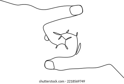 Dos personas están de acuerdo y dan la mano a una ilustración de vector de línea contigua