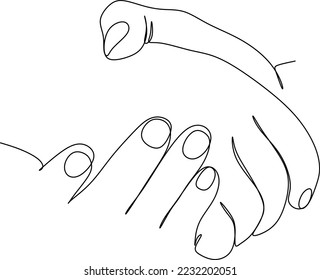 Dos personas están de acuerdo y dan la mano a una ilustración de vector de línea contigua