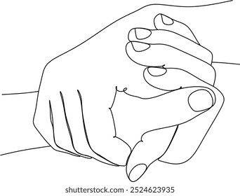 Two people agree and shake hands one contiguous line vector illustration. Shaking hands. Vector illustration for poster, card, banner, valentine day, wedding,Coffee cup and t-shirt. Hand drawn