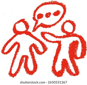 Two People Arguing Icon Crayon Chalk Drawing Vector