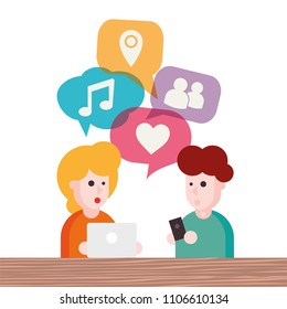 Two people avatars chatting. Vector illustration
