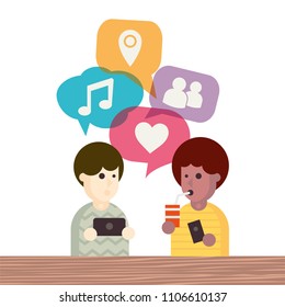 Two people avatars chatting. Vector illustration