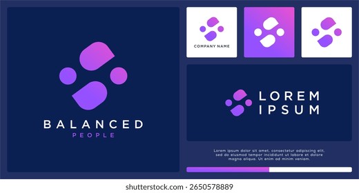 Plantilla de diseño de logotipo equilibrado para dos personas