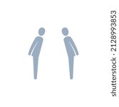 Two people bowing icon, Vector silhouette illustration.
