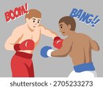two people boxing illustration vector