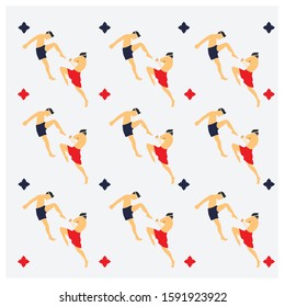 TWO PEOPLE BOXING (MUAYTHAI) PATTERN VECTOR